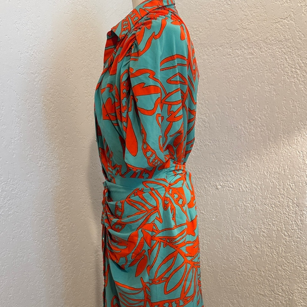 Fashion Nova Teal and Red Printed Midi Dress - Picture 3 of 7